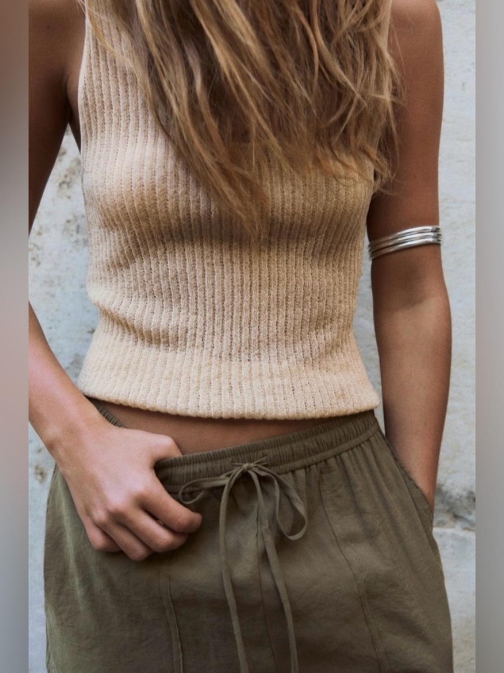 Zara Woman Ribbed Knit Tank Top in Nude Beige
NWOT